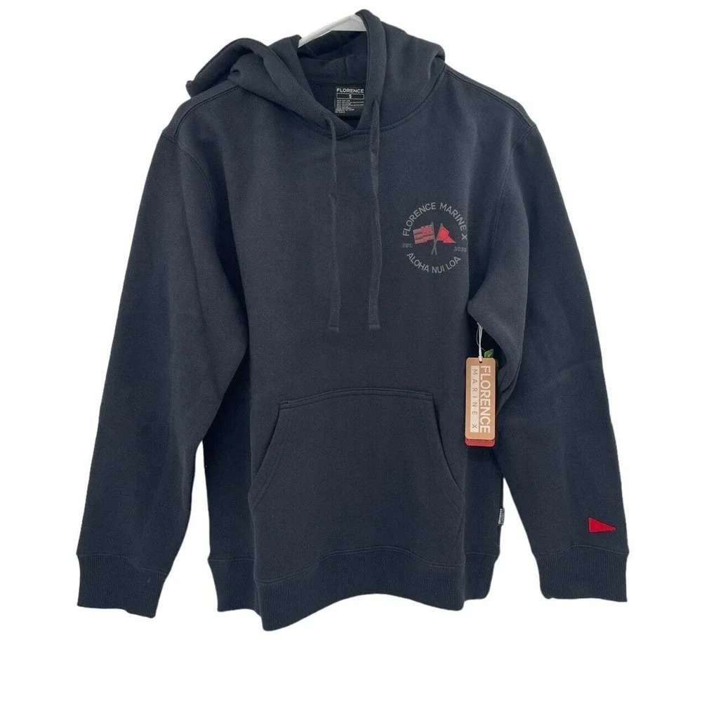 Florence Marine X Men's Nui Loa Hoodie Surf Sweatshirt Fleece Black Size Small - Picture 3 of 7